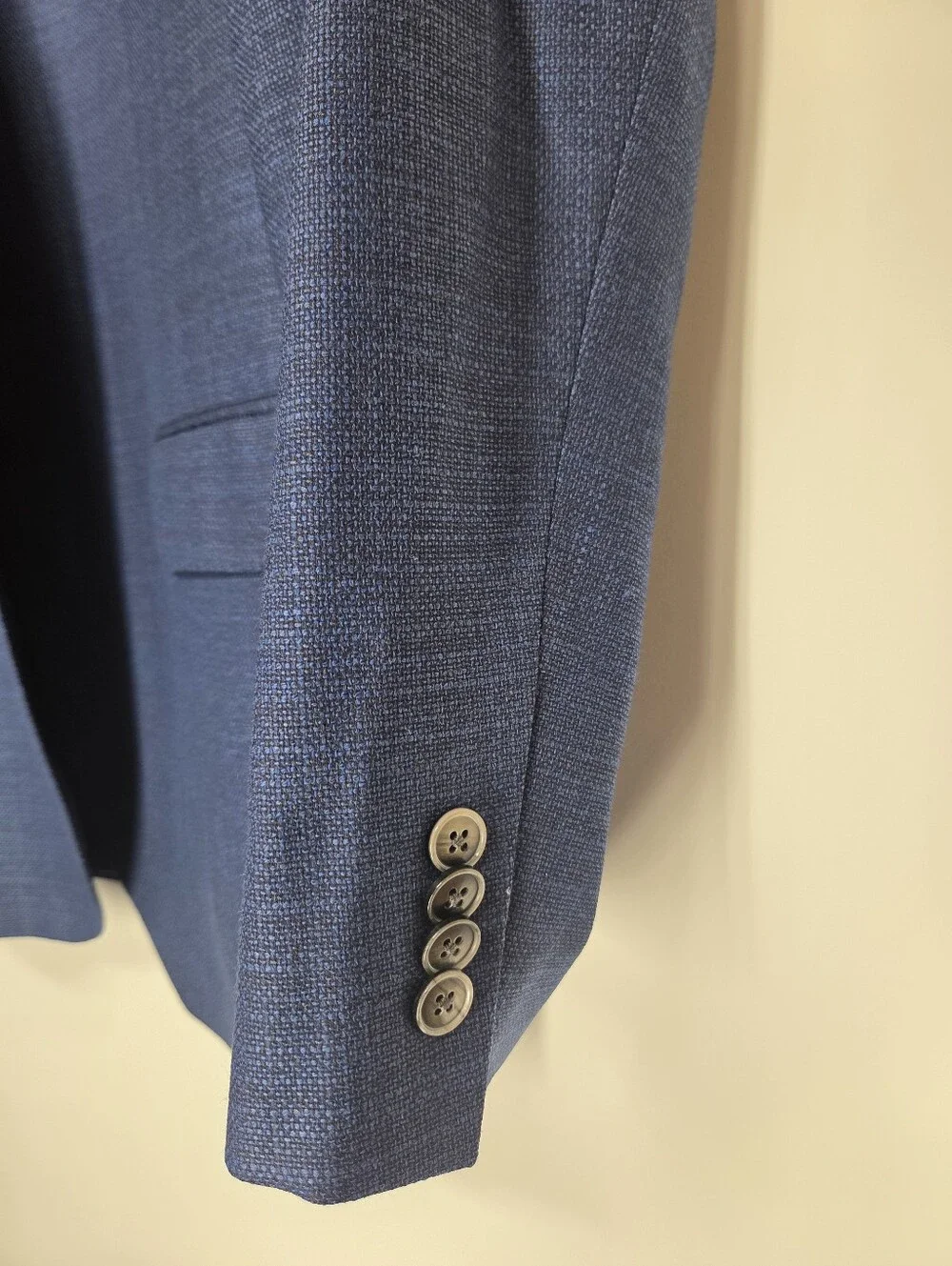 Jack Victor Elite 44R Blue Textured Blazer REDA Super 110's Wool Canada